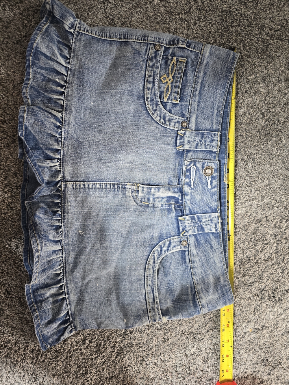 YMI Light Blue Ruffle Hem Denim Mini Skirt